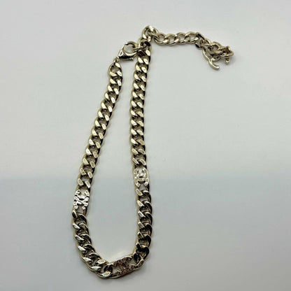 Chanel Necklace Coco Mark Triple Chain With Flat Chain