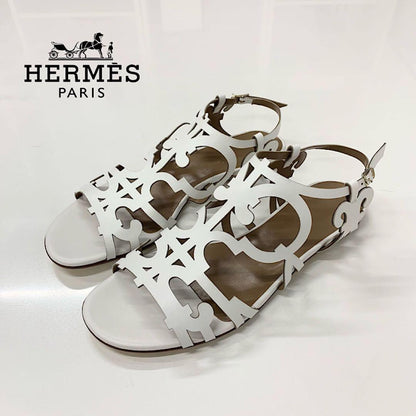 Hermes Leather Guadalquivir Strap Flat Sandals White