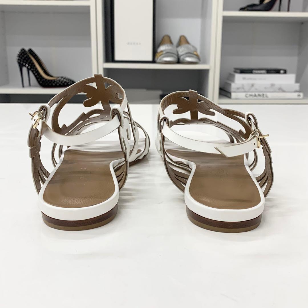 Hermes Leather Guadalquivir Strap Flat Sandals White — view 5