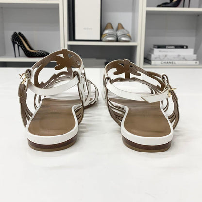 Hermes Leather Guadalquivir Strap Flat Sandals White — view 5
