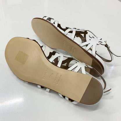 Hermes Leather Guadalquivir Strap Flat Sandals White — view 6