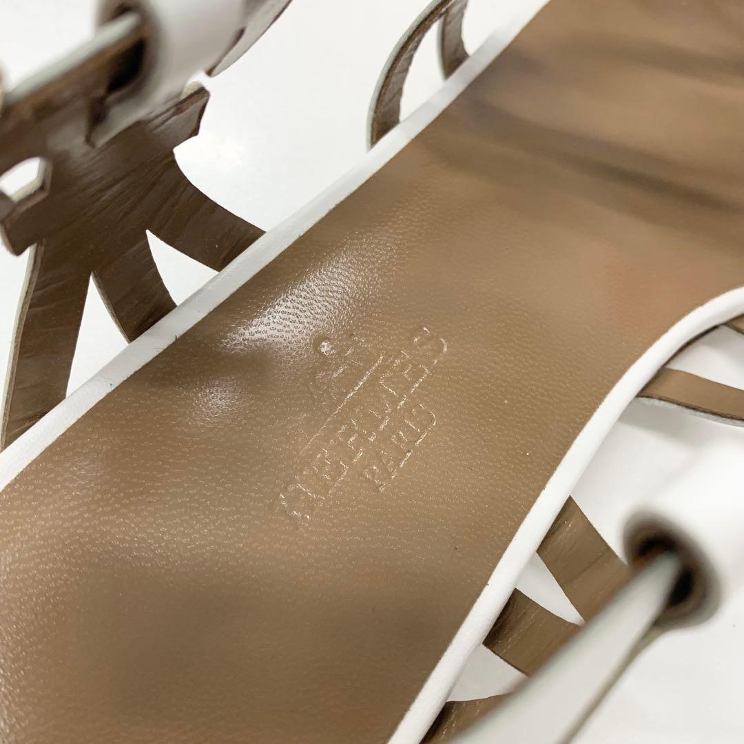 Hermes Leather Guadalquivir Strap Flat Sandals White — view 7