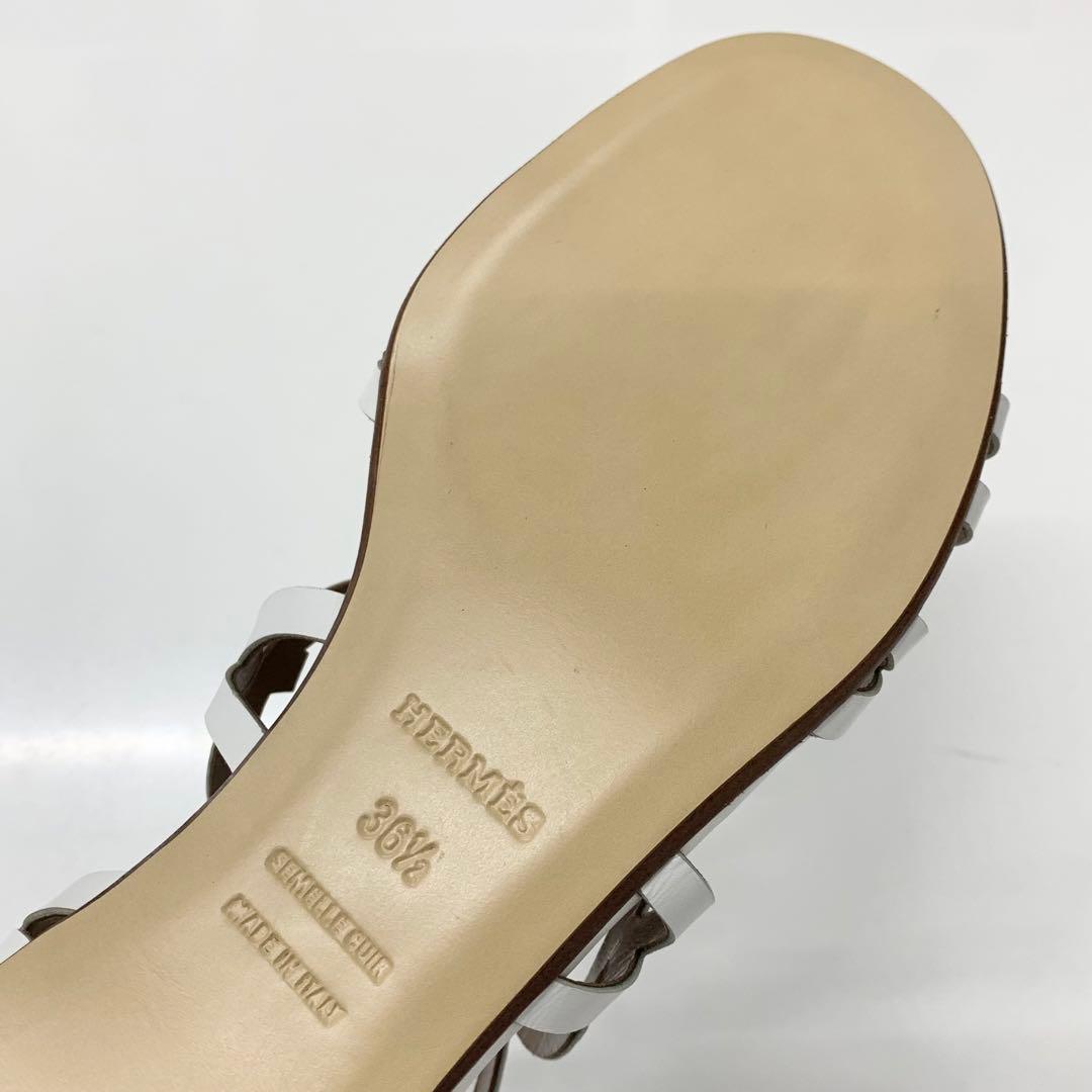 Hermes Leather Guadalquivir Strap Flat Sandals White — view 8