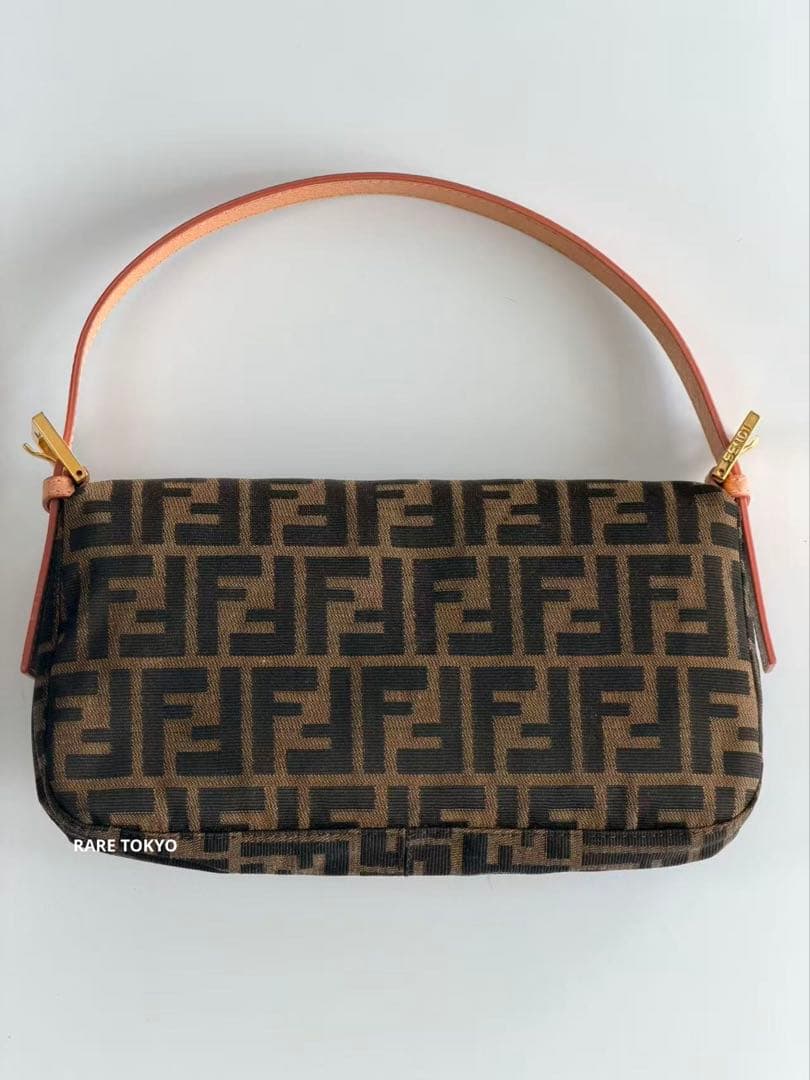 Fendi Baguette Zucca Pattern Flower Crystal Decorative Clasp Shoulder Bag — view 2