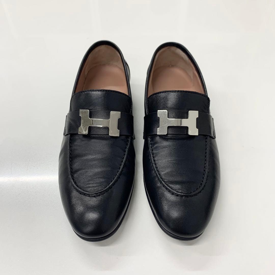 Hermes Paris Leather Loafers Black — view 2