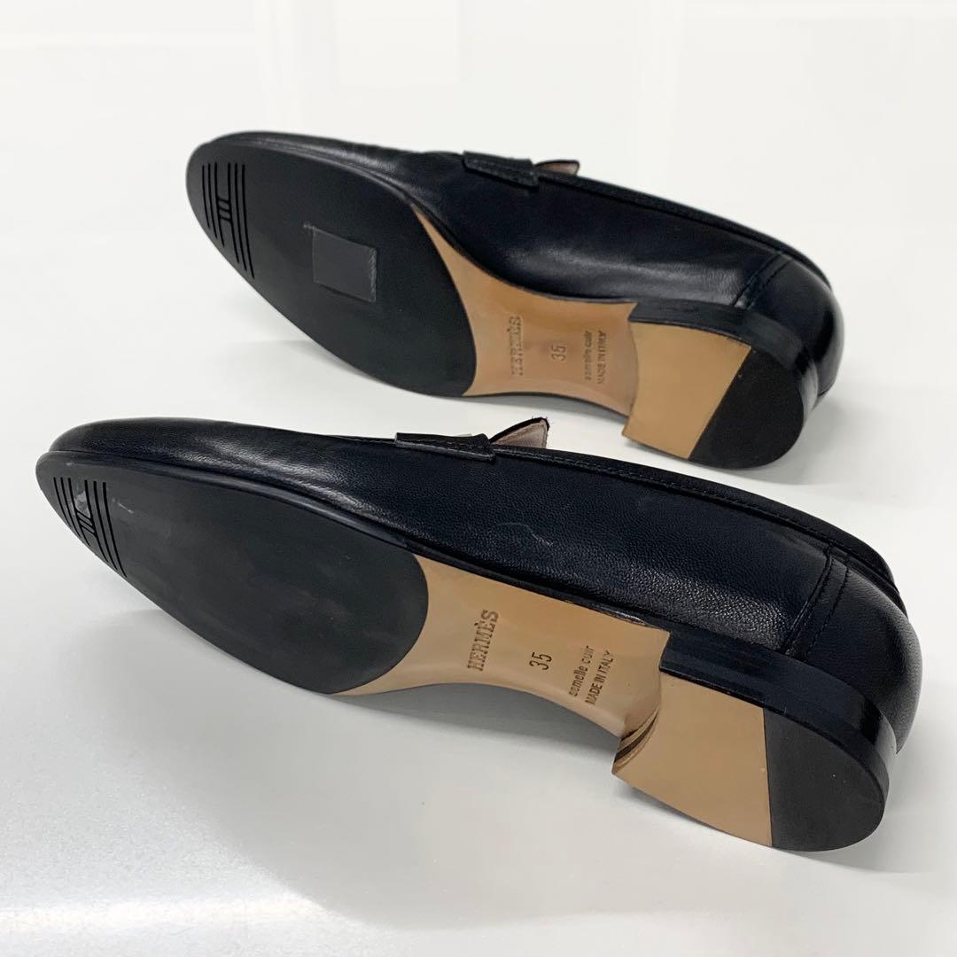 Hermes Paris Leather Loafers Black — view 6