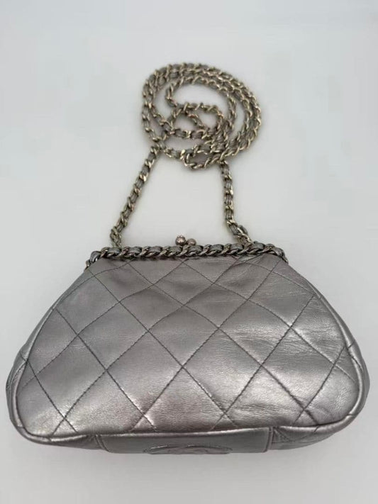 Chanel Choco Bar Kiss Lock Chain Shoulder Bag