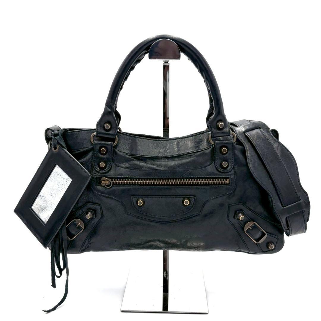 Balenciaga the First Leather 2-Way Handbag with Mirror