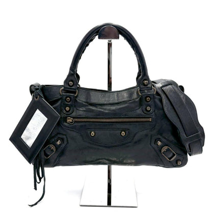 Balenciaga the First Leather 2-Way Handbag with Mirror