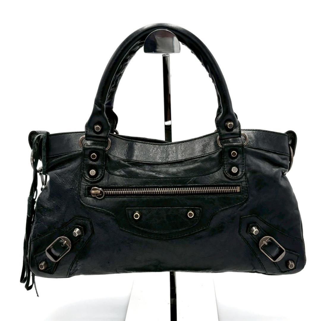 Balenciaga the First Leather 2-Way Handbag with Mirror — view 2