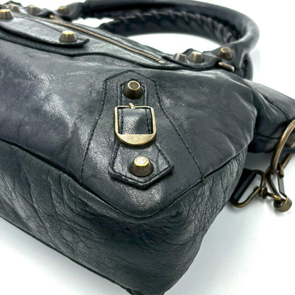 Balenciaga the First Leather 2-Way Handbag with Mirror — view 4