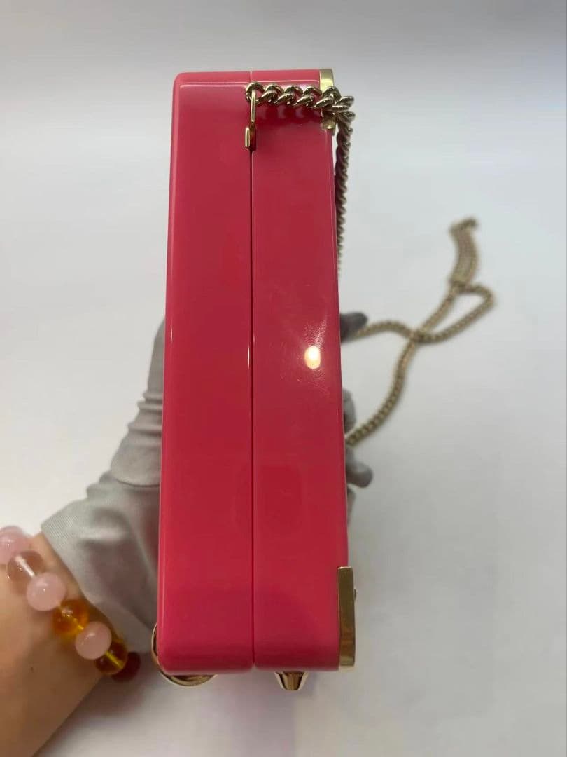 Chanel Luggage Motif Acrylic Minaudiere Pink — view 2
