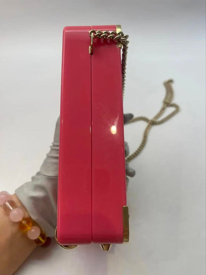 Chanel Luggage Motif Acrylic Minaudiere Pink — view 2
