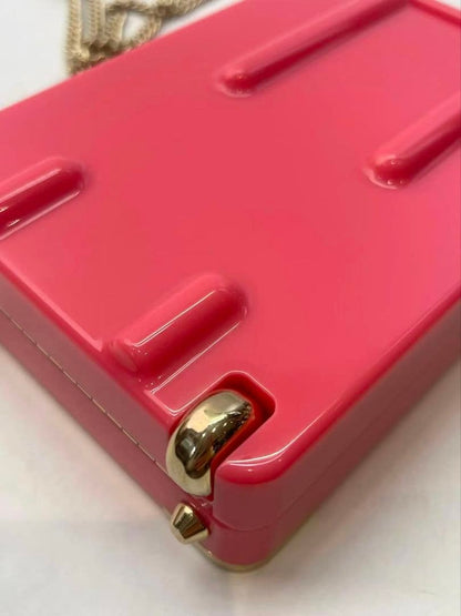 Chanel Luggage Motif Acrylic Minaudiere Pink — view 5