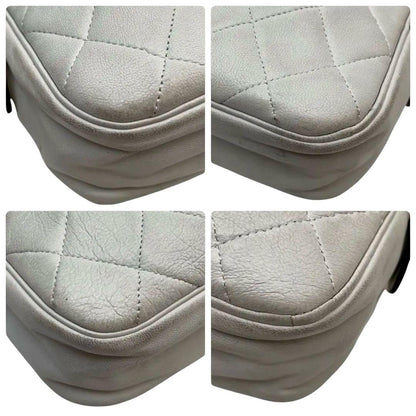 Chanel Quilted Lambskin Chain Shoulder Bag White Coco — view 5