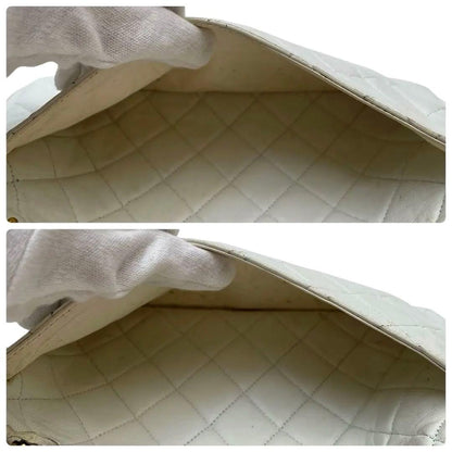 Chanel Quilted Lambskin Chain Shoulder Bag White Coco — view 7