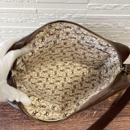 Celine Leather Carriage Logo Gold Shoulder Bag Brown — view 8
