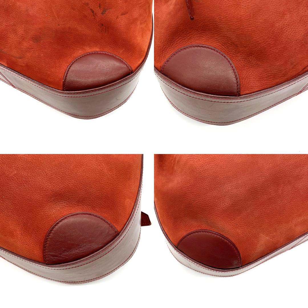 Gucci Shoulder Bag Suede Gold Hardware Red Drawstring