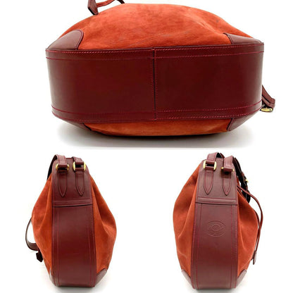 Gucci Shoulder Bag Suede Gold Hardware Red Drawstring