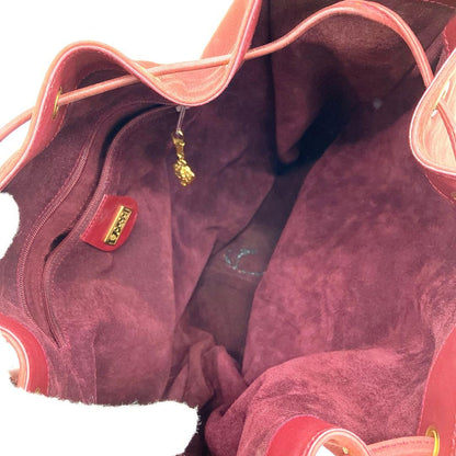 Gucci Shoulder Bag Suede Gold Hardware Red Drawstring