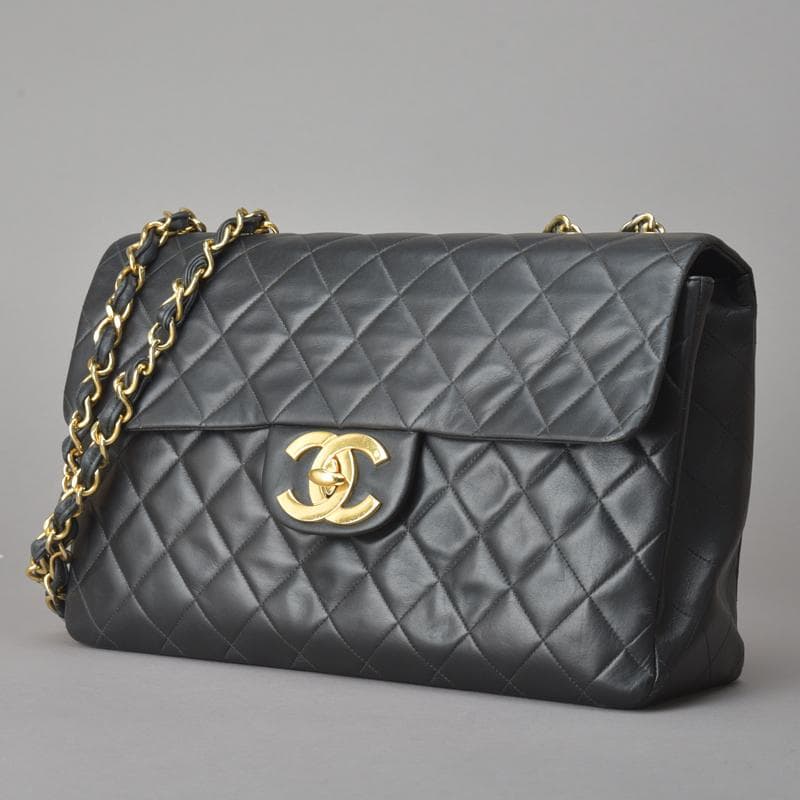Chanel◇ Chanel Deka Matelasse 34 Chain Shoulder Bag Black