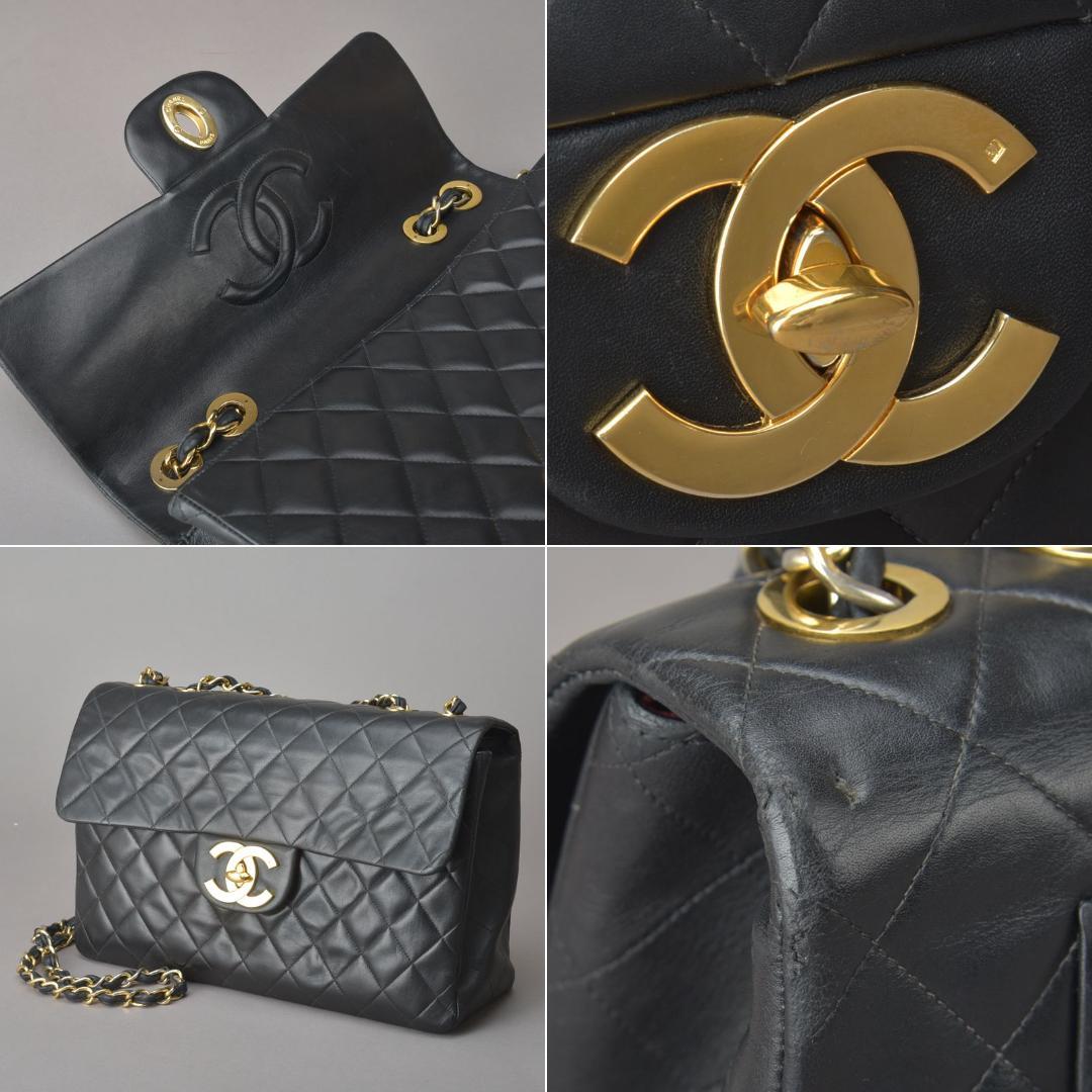 Chanel◇ Chanel Deka Matelasse 34 Chain Shoulder Bag Black
