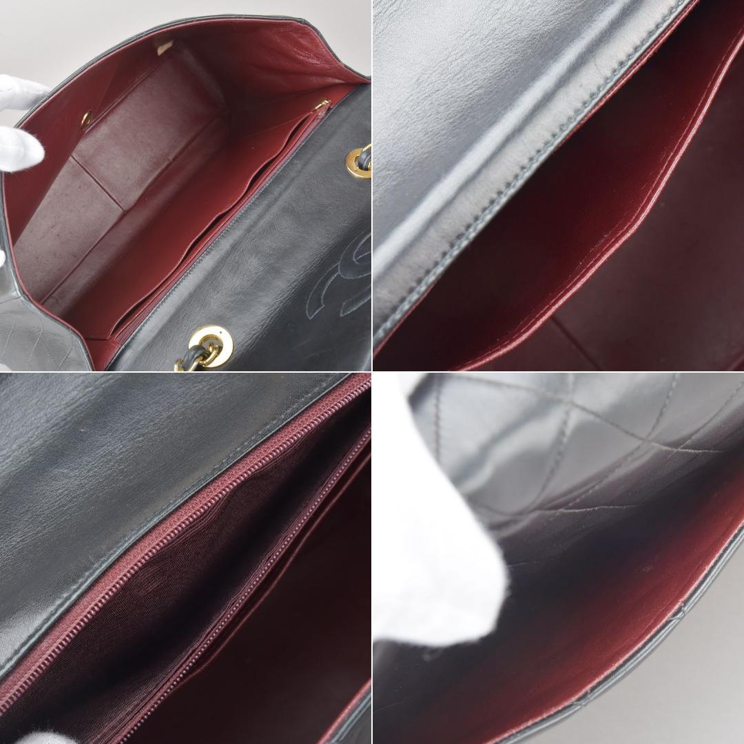 Chanel◇ Chanel Deka Matelasse 34 Chain Shoulder Bag Black