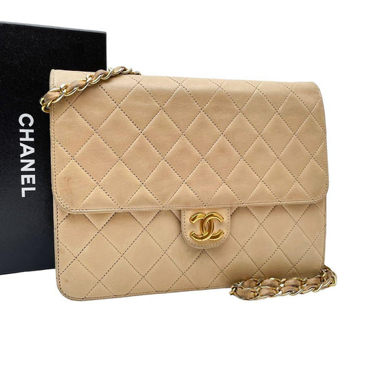 Chanel Lambskin Matelasse Chain Shoulder Bag Coco Mark