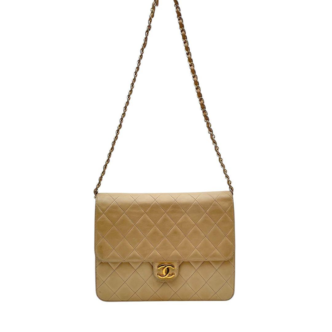 Chanel Lambskin Matelasse Chain Shoulder Bag Coco Mark