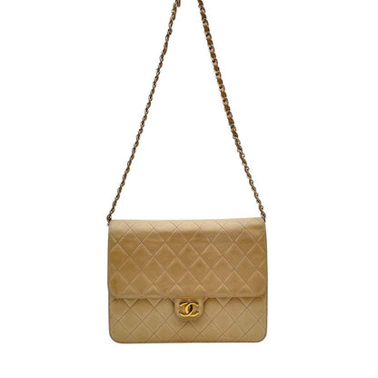 Chanel Lambskin Matelasse Chain Shoulder Bag Coco Mark