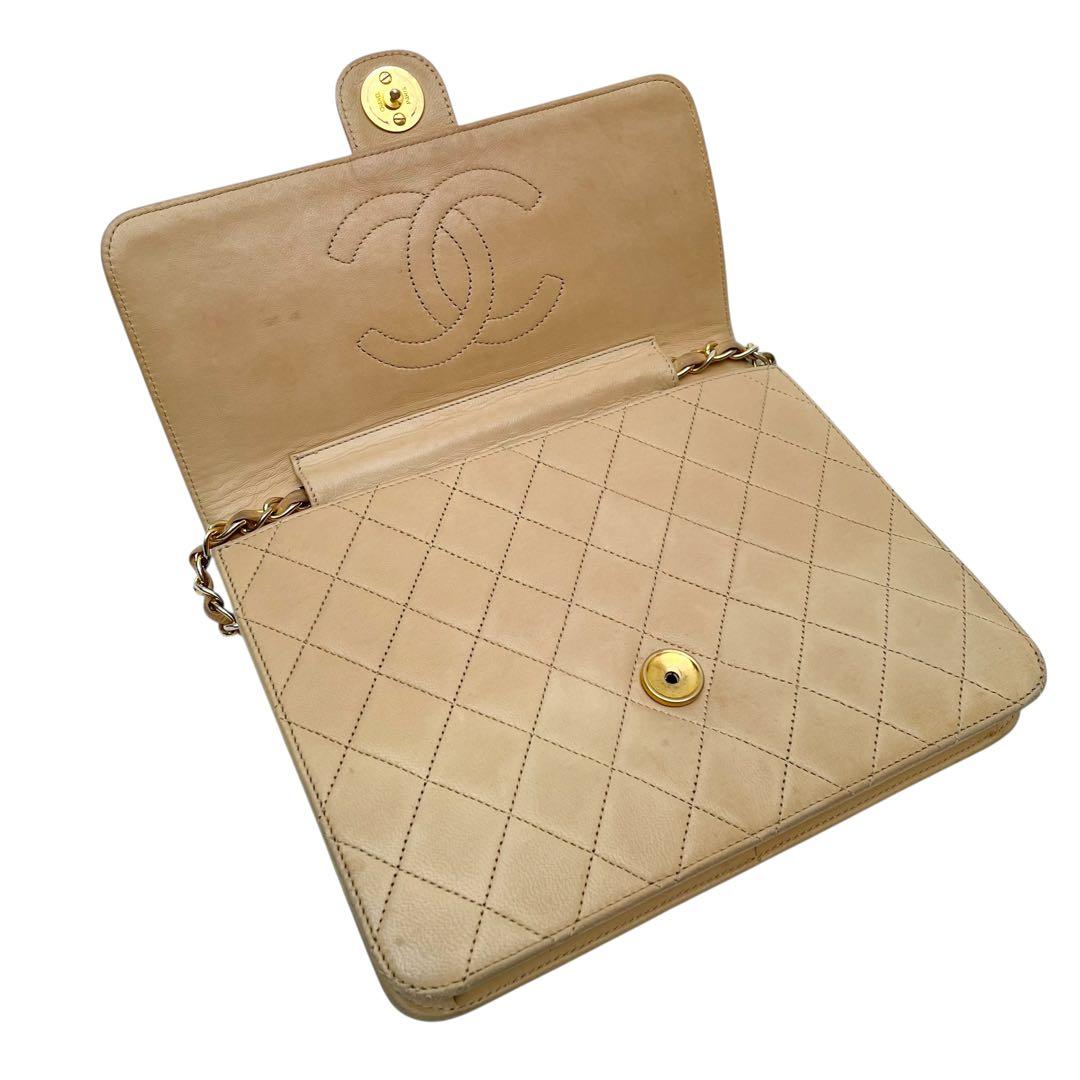 Chanel Lambskin Matelasse Chain Shoulder Bag Coco Mark