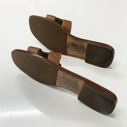 Hermes Oran Leather Sandals Brown — view 6