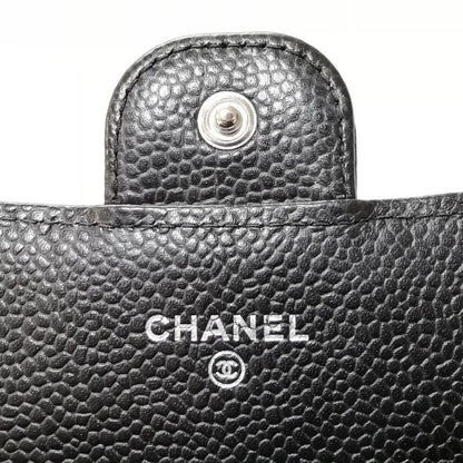 Chanel Quilted Caviar Leather Wallet Black Silver — view 5