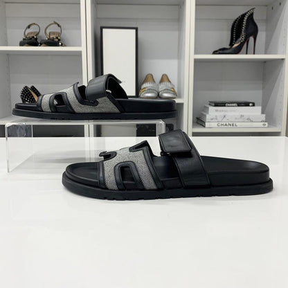 Hermes Chypre Leather Velcro Strap Flat Sandals — view 3
