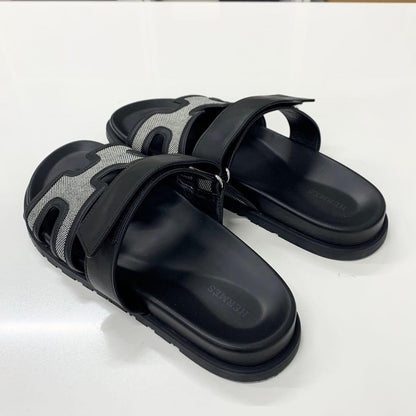 Hermes Chypre Leather Velcro Strap Flat Sandals — view 4