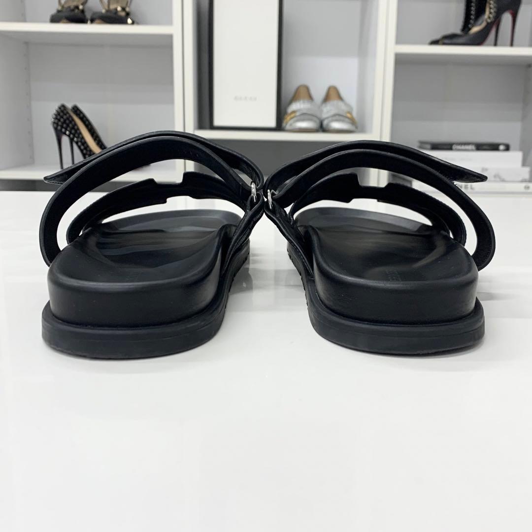 Hermes Chypre Leather Velcro Strap Flat Sandals — view 5