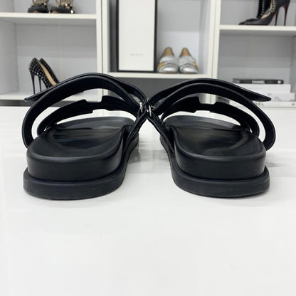 Hermes Chypre Leather Velcro Strap Flat Sandals — view 5