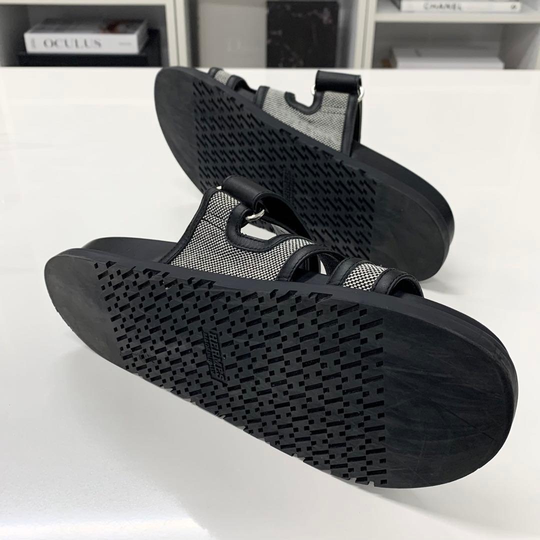 Hermes Chypre Leather Velcro Strap Flat Sandals — view 6