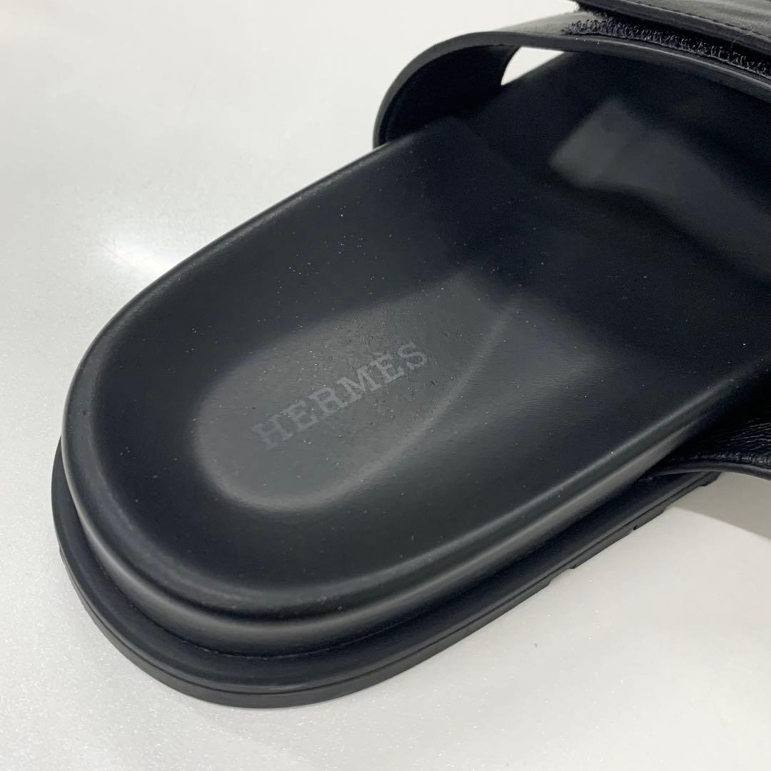 Hermes Chypre Leather Velcro Strap Flat Sandals — view 7