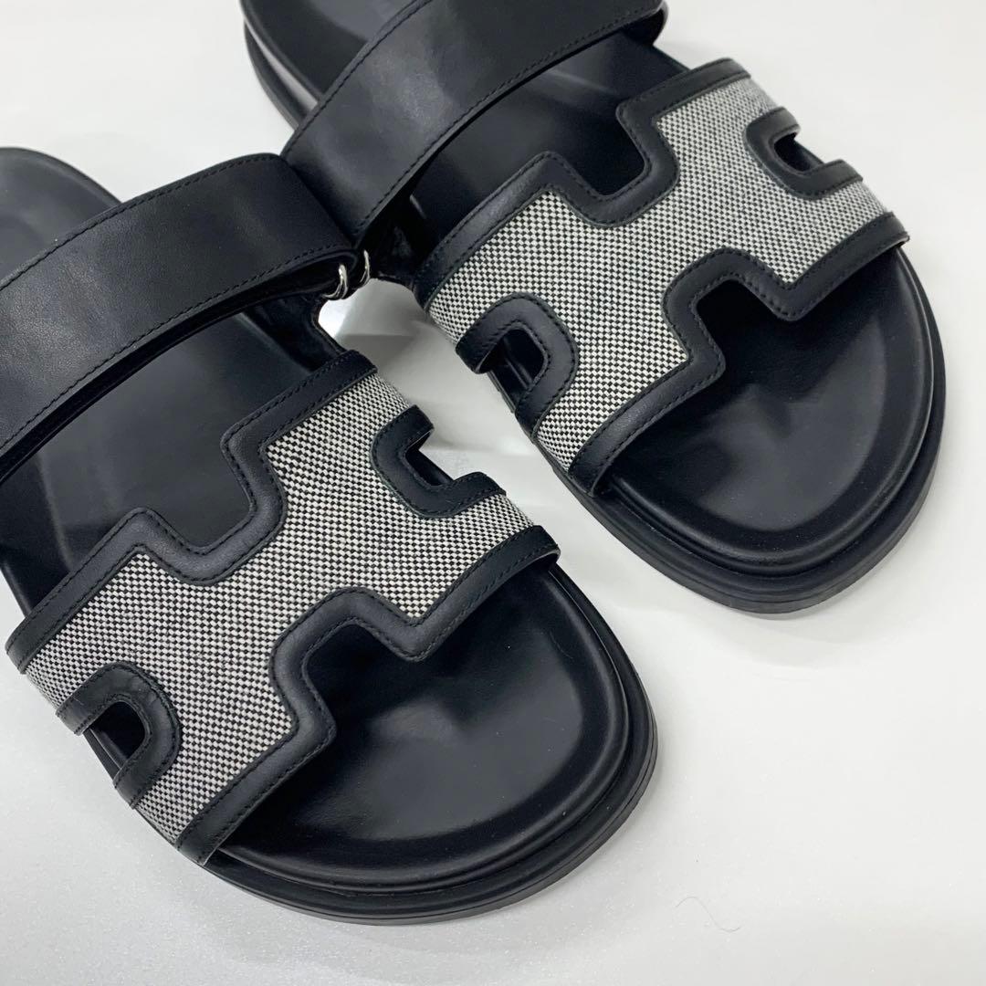 Hermes Chypre Leather Velcro Strap Flat Sandals — view 9