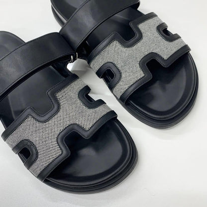 Hermes Chypre Leather Velcro Strap Flat Sandals — view 9