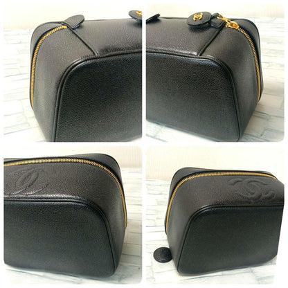 Chanel Vanity Caviar Leather Pouch Black Gold — view 5