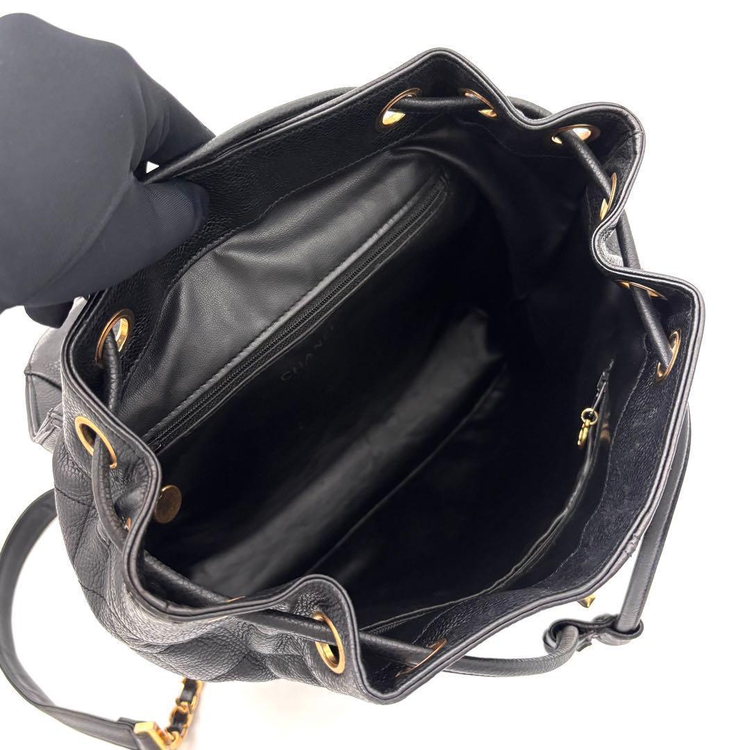 Chanel Quilted Caviar Leather Chain Backpack Black — view 3