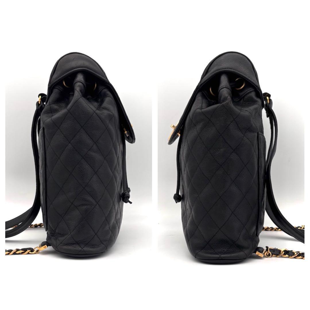 Chanel Quilted Caviar Leather Chain Backpack Black — view 6