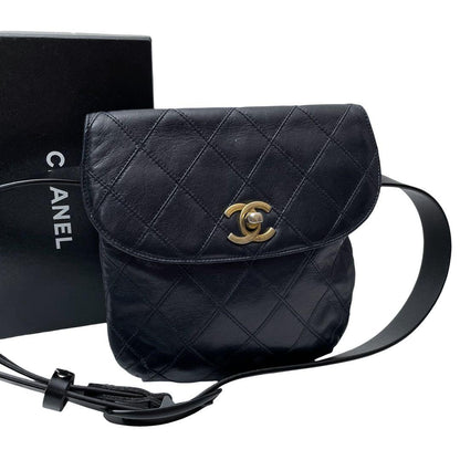Chanel Bicolor Quilted Lambskin Waist Belt Bag Navy
