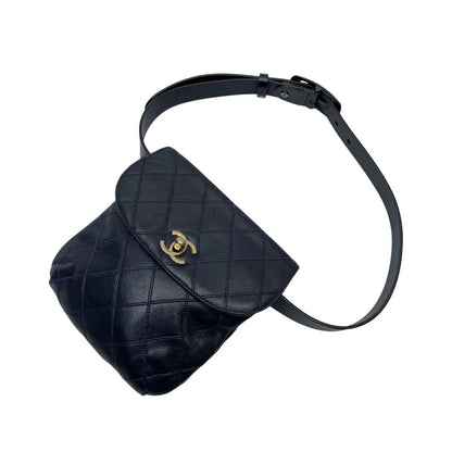 Chanel Bicolor Quilted Lambskin Waist Belt Bag Navy — view 3