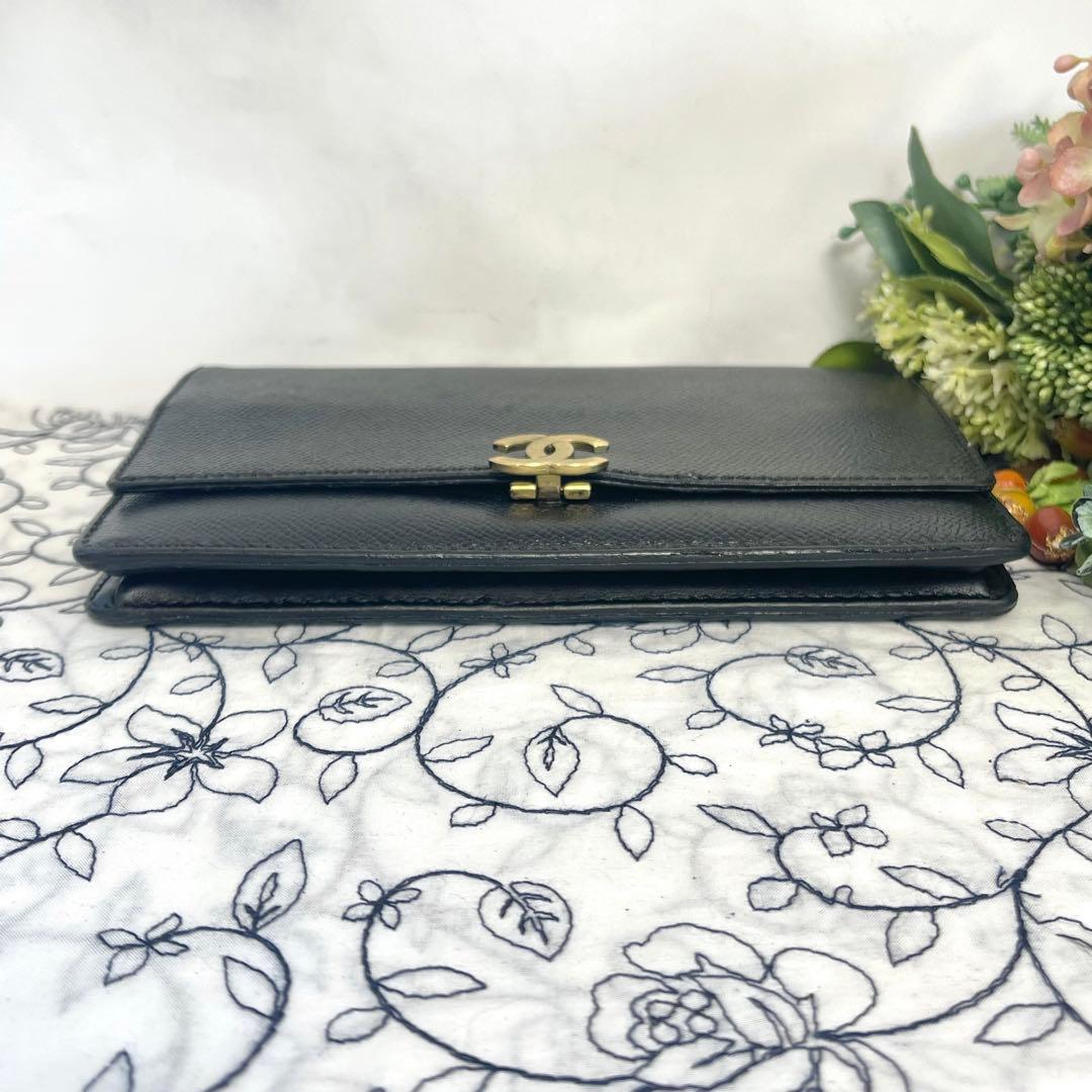 Chanel Chain Wallet Caviar Leather CC Logo — view 8