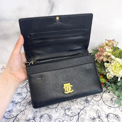 Chanel Chain Wallet Caviar Leather CC Logo — view 9