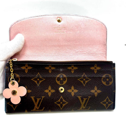 Louis Vuitton Monogram Portefeuille Emily Flower Charm Blue Wallet — view 3