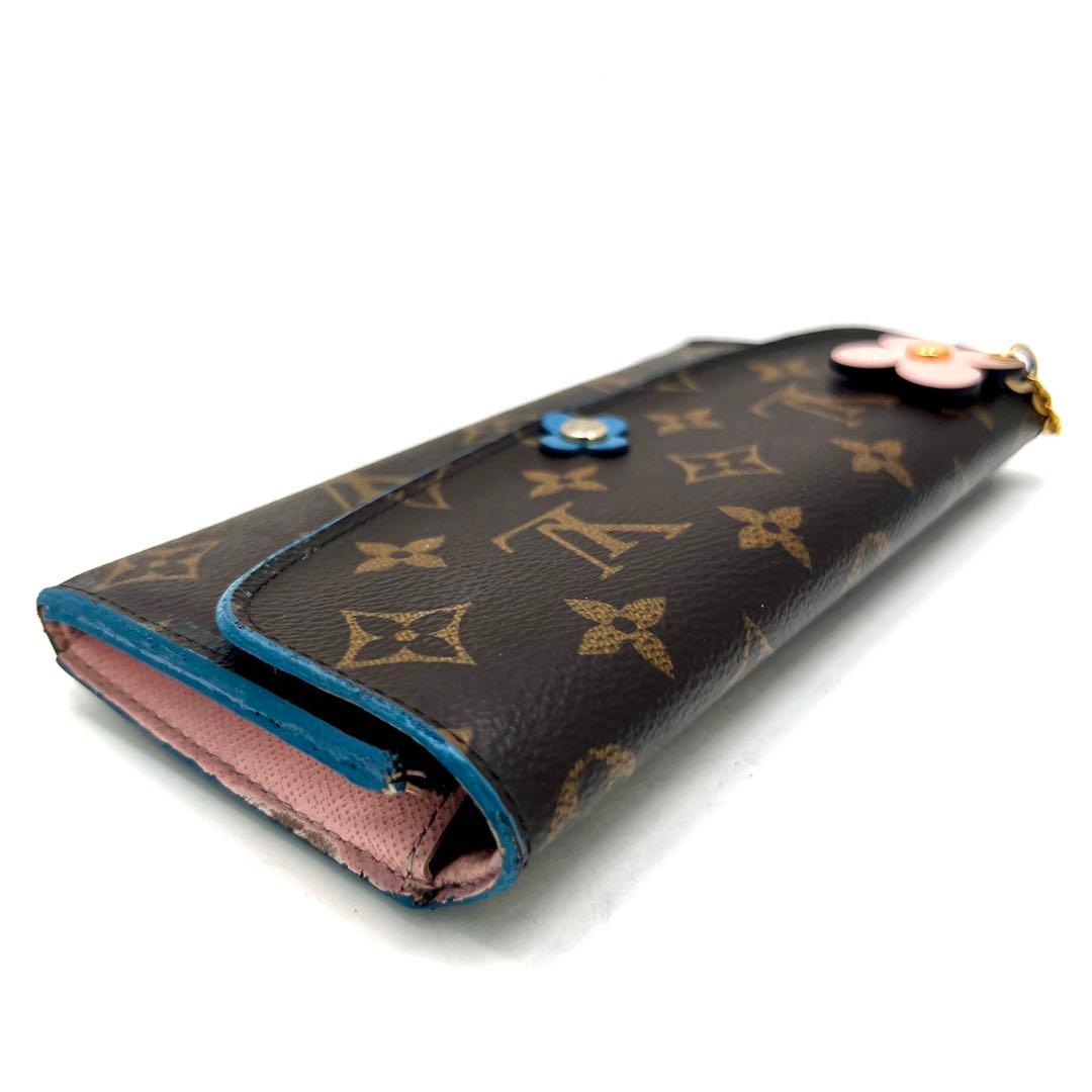 Louis Vuitton Monogram Portefeuille Emily Flower Charm Blue Wallet — view 4